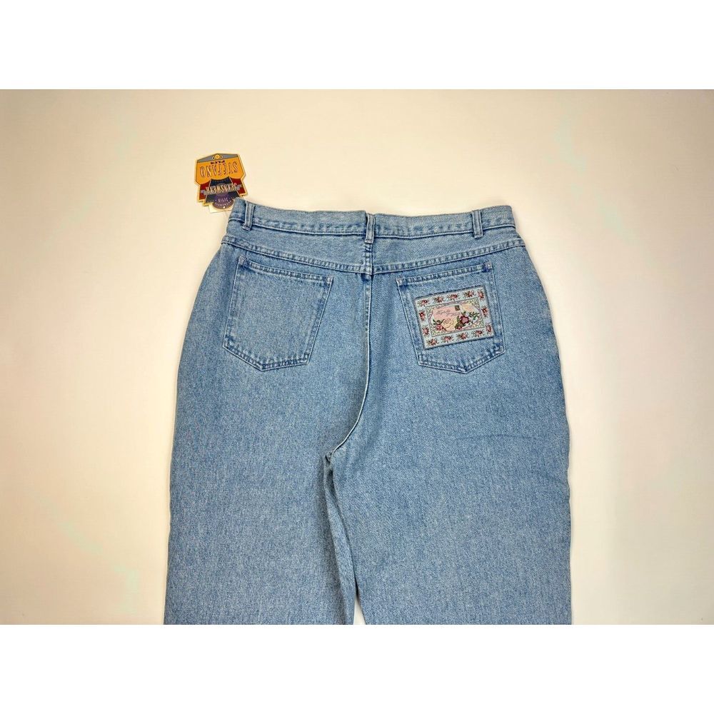 Stefano Patchwork Vtg 80s Denim Jeans Women 22 NWT RARE Cotton Pockets Floral - Picture 4 of 15